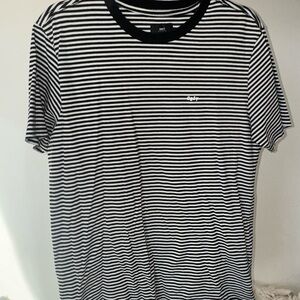 Men's Black and White Striped Shirt